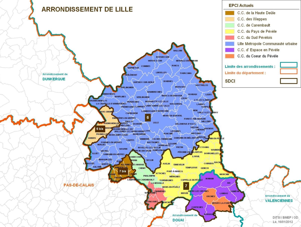 რუკა Lille arrondissement